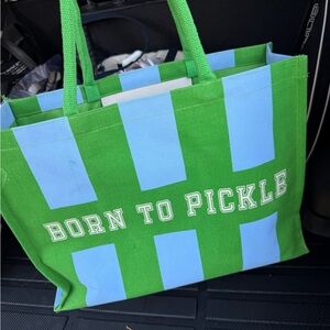 Green and Blue Pickleball Tote Bag